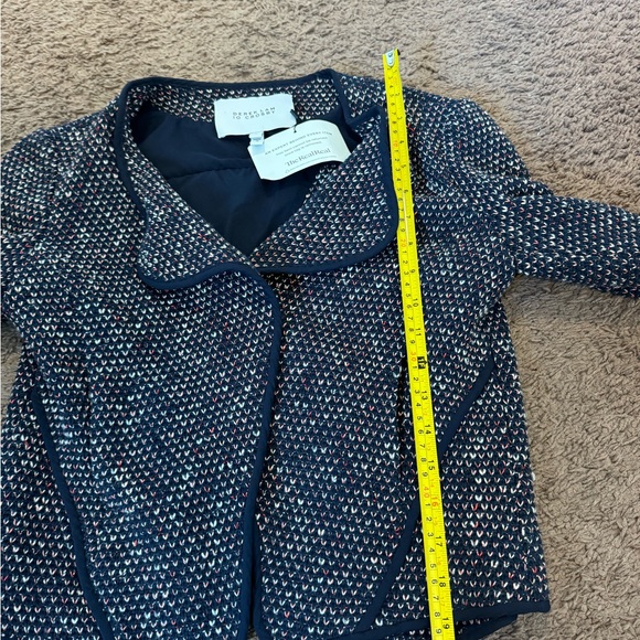 Derek Lam 10 Crosby 8 Navy Red Cardigan Jacket Cotton Tweed Size 2 - Picture 10 of 11